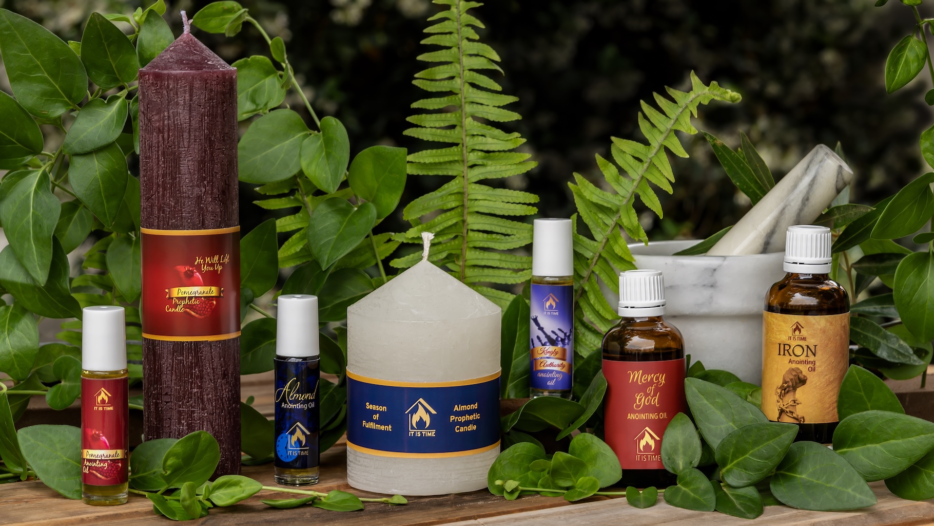 It Is Time candles and anointing oils